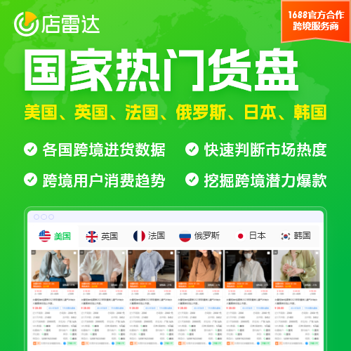 店雷達(dá)國(guó)家熱門貨盤 美國(guó)、英國(guó)、俄羅斯、日韓等國(guó)家跨境爆款貨源 數(shù)據(jù)分析選品工具